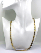 Load image into Gallery viewer, solid 18k yellow white gold chain square cubes ovals alternate flat 5.7mm, 24&quot;
