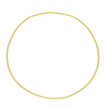 Load image into Gallery viewer, 18k yellow gold omega gas pipe rounded 3mm tubular spiral chain necklace 18&quot;
