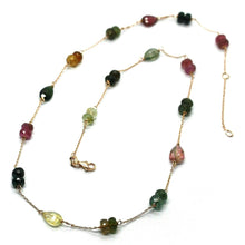 Load image into Gallery viewer, 18K ROSE GOLD LONG NECKLACE ROLO CHAIN DROPS, DOUBLE DISC TOURMALINE 39.4&quot; 100cm
