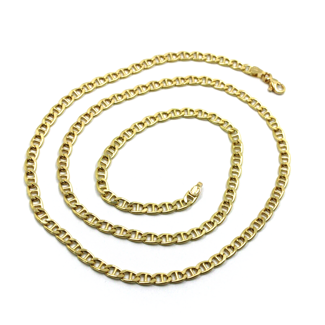 18K YELLOW GOLD CHAIN FLAT BOAT MARINER OVAL NAUTICAL LINK 4.5mm, 60 cm, 24