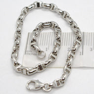 PULSERA MARINERA OVALADA DE ORO BLANCO DE 18 QUILATES DE 3,5 MM Y 21 CM DE 8,30 PULGADAS, HECHA EN ITALIA
