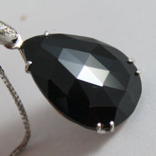 Load image into Gallery viewer, 18K WHITE GOLD NECKLACE, DIAMOND CT 0.07, DROP BLACK SPINEL CT 9.5 MADE IN ITALY
