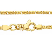 Load image into Gallery viewer, 18k yellow gold squared tubular 1.7mm byzantine chain necklace, 50cm 20&quot; solid
