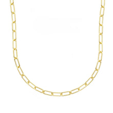 Load image into Gallery viewer, solid 18k yellow gold chain rounded tube oval paper clip 2.5x7mm link 24&quot; 60cm
