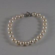 Load image into Gallery viewer, SOLID 18K WHITE GOLD BRACELET WITH FRESHWATER WHITE PEARL MADE IN ITALY  7,48 IN
