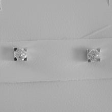 Load image into Gallery viewer, 18K WHITE GOLD SQUARE 3 mm EARRINGS DIAMOND DIAMONDS 0.25 CT, MADE IN ITALY
