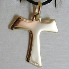 Load image into Gallery viewer, 18K YELLOW GOLD CROSS FRANCISCAN TAU TAO SAINT FRANCIS 2.7 CM MADE IN ITALY
