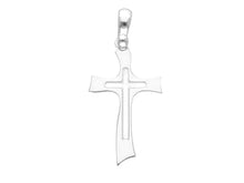 Load image into Gallery viewer, Solid 18k white gold flat cross very luster perforated made in Italy
