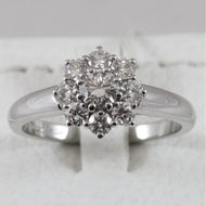 ANILLO DE ORO BLANCO 750 DE 18 quilates CON FLOR DE DIAMANTES, HECHO EN ITALIA