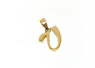 COLGANTE DE ORO AMARILLO DE 18 QUILATES CON LUSTRE Y LETRA V INICIAL HECHO EN ITALIA 0.71 PULGADAS