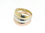 18K ROSE YELLOW WHITE GOLD BAND RING, SMOOTH, BRIGHT, LUMINOUS, MADE IN ITALY