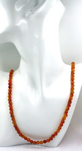 Load image into Gallery viewer, 18k yellow gold necklace 24&quot; orange maculate jade round faceted 6mm beads sphere
