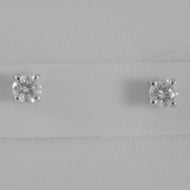 18K WHITE GOLD SQUARE 4 mm EARRINGS DIAMOND DIAMONDS 0.50 CT, MADE IN ITALY