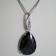 Load image into Gallery viewer, 18K WHITE GOLD NECKLACE, DIAMOND CT 0.07, DROP BLACK SPINEL CT 9.5 MADE IN ITALY
