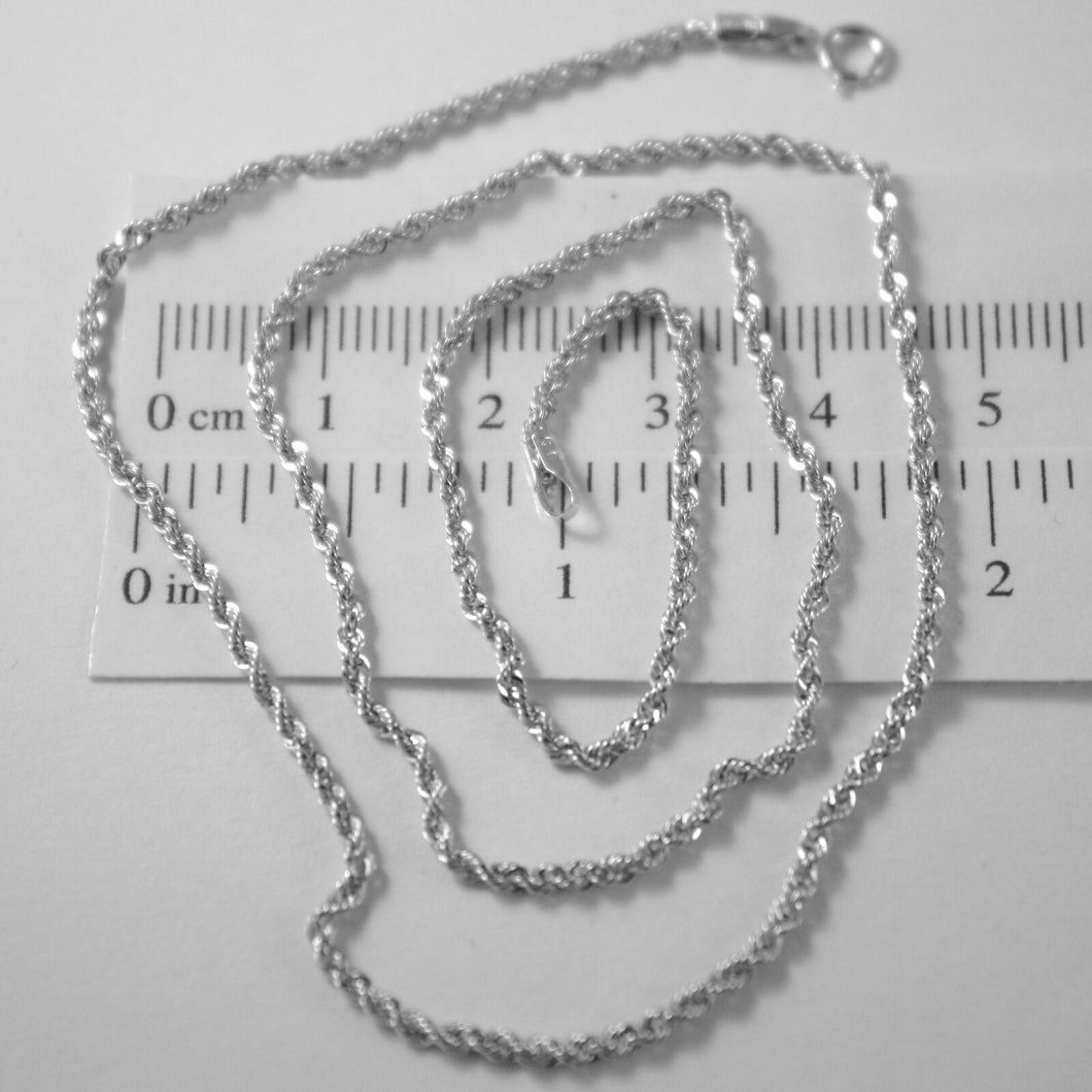 18K WHITE GOLD CHAIN NECKLACE BRAID ROPE LINK 15.75 INCHES, 2.2mm MADE IN ITALY