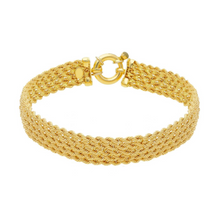 Load image into Gallery viewer, 18k yellow gold multi-strand 5 ropes wires braided bracelet 9 mm wide, 7.5&quot;
