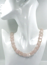 Load image into Gallery viewer, 18k yellow gold necklace 16&quot; with 13mm natural square faceted rose pink quartz
