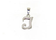 18K WHITE GOLD LUSTER PENDANT WITH INITIAL I LETTER  I MADE IN ITALY 0.71 INCHES
