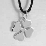 CHARM COLGANTE DE ORO BLANCO DE 18 QUILATES DE 18 MM, TRÉBOL DE CUATRO HOJAS DE LA SUERTE, HECHO EN ITALIA