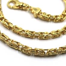 Load image into Gallery viewer, 18k yellow gold squared tubular 4.1mm byzantine chain necklace, 50cm 20&quot; hollow
