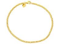 18K YELLOW GOLD BRACELET, 21 CM, FINELY WORKED SPHERES, 2.5 MM DIAMOND CUT BALLS