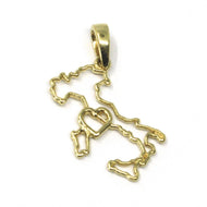 SOLID 18K YELLOW GOLD ITALY WITH HEART 20 mm PENDANT, LOVE ITALY
