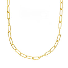 Load image into Gallery viewer, solid 18k yellow gold chain rounded tube oval paper clip 3x8mm link 20&quot; 50cm
