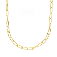 Cadena de oro amarillo macizo de 18 quilates con clip ovalado de tubo redondeado de 3 x 8 mm, 50 cm