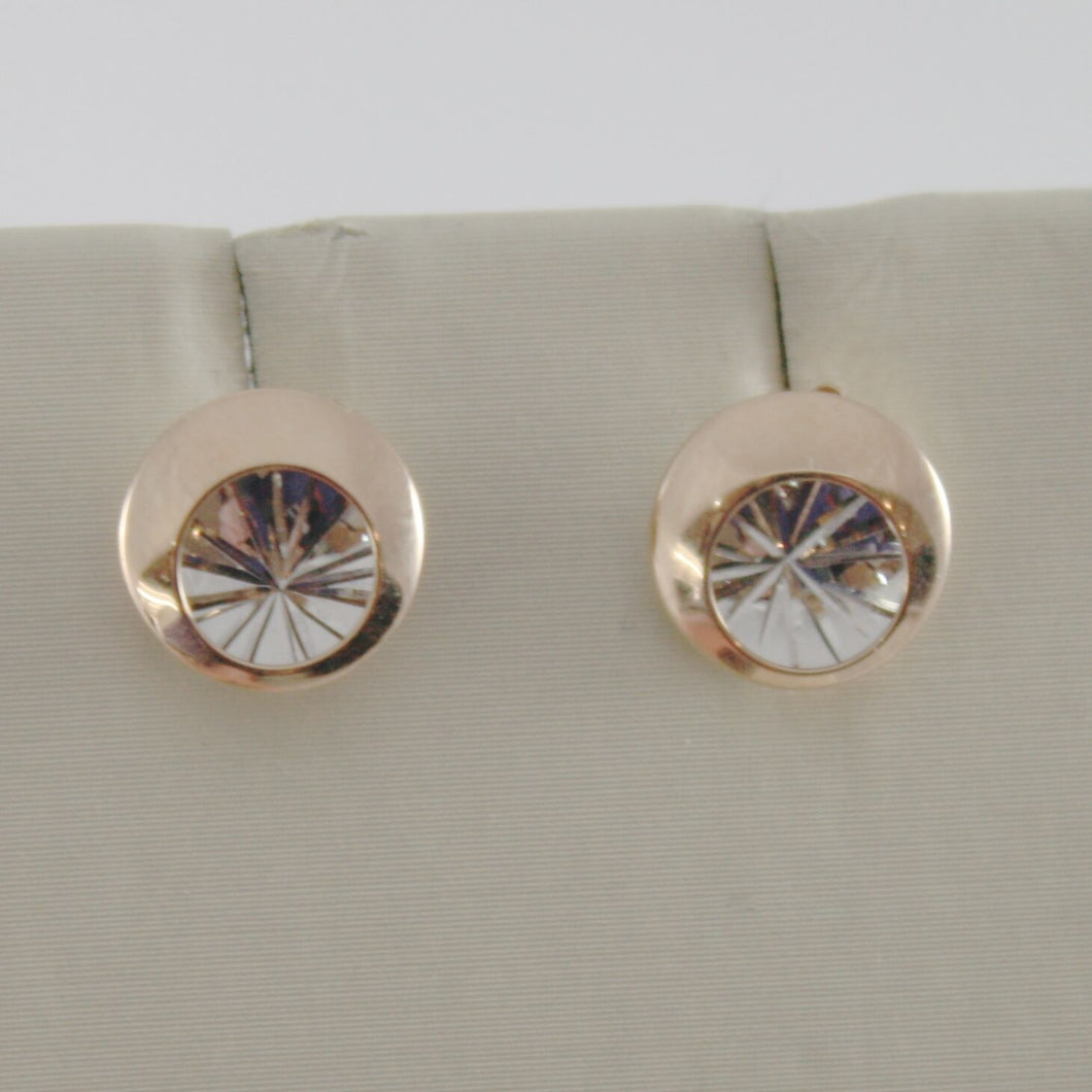 PENDIENTES REDONDOS DE ORO BLANCO ROSA DE 18 K FINAMENTE TRABAJADOS, RAYOS DOBLES ESTRELLA 