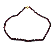 Load image into Gallery viewer, 18k yellow gold necklace 16&quot; with round red garnet 4mm round beads spheres balls
