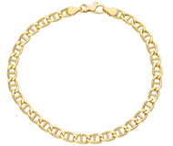 18K YELLOW GOLD BRACELET FLAT BOAT MARINER OVAL NAUTICAL BIG 5mm LINK, 8.3