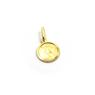 solid 18k yellow gold Saint Michael Archangel small 11mm round medal, pendant