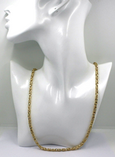 Load image into Gallery viewer, 18k yellow gold squared tubular 4.1mm byzantine chain necklace, 50cm 20&quot; hollow
