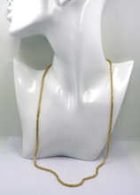 Load image into Gallery viewer, 18k yellow gold squared tubular 1.9mm byzantine chain necklace, 60cm 24&quot; solid
