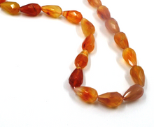 Load image into Gallery viewer, 18k yellow gold necklace 18&quot; with 14mm natural orange carnelian faceted drops
