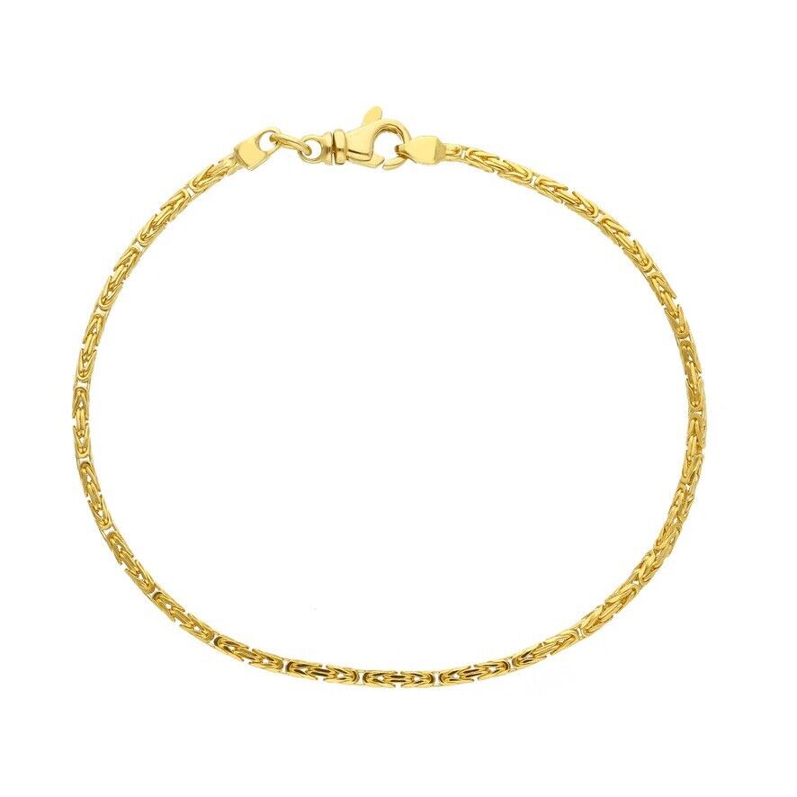 18k yellow gold squared tubular 1.7mm byzantine bracelet, 19cm 7.5