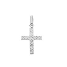 Load image into Gallery viewer, Solid 18k white gold  small flat cross luster  made in Italy
