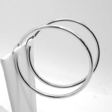 Load image into Gallery viewer, 18K WHITE GOLD ROUND CIRCLE EARRINGS DIAMETER 50 MM, WIDTH 3 MM, MADE IN ITALY
