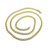 18K YELLOW GOLD CHAIN FLAT BOAT MARINER OVAL NAUTICAL LINK 3.5mm, 45 cm, 18