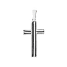 Load image into Gallery viewer, 18k white gold cross with black stripes enamel made in Italy
