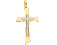 Load image into Gallery viewer, Solid 18k yellow and white gold flat cross very luster and satin made in Italy
