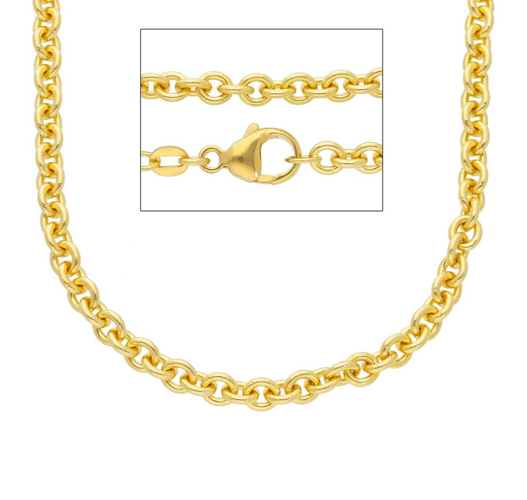 Solid 18k yellow gold rolo circles 4mm chain, 20 inches, lobster clasp
