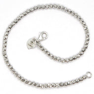 18K WHITE GOLD BRACELET, 18 CM, FINELY WORKED SPHERES, 2.5 MM DIAMOND CUT BALLS