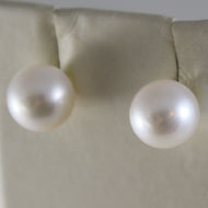 PENDIENTES DE ORO AMARILLO MACIZO DE 18 QUILATES CON PERLAS DE 8 MM, HECHOS EN ITALIA 