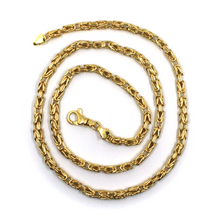 Load image into Gallery viewer, 18k yellow gold squared tubular 4.1mm byzantine chain necklace, 50cm 20&quot; hollow
