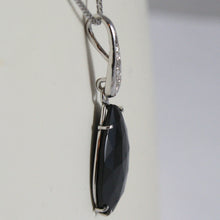 Load image into Gallery viewer, 18K WHITE GOLD NECKLACE, DIAMOND CT 0.07, DROP BLACK SPINEL CT 9.5 MADE IN ITALY
