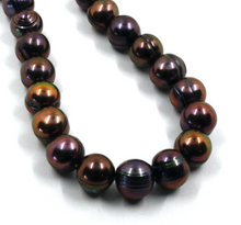 Cargar imagen en el visor de la galería, Pulsera de oro amarillo de 18 quilates de 18,1 cm con perlas barrocas de agua dulce de color morado oscuro de 9/9,5 mm.
