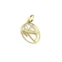 Load image into Gallery viewer, 18k yellow gold zodiac sign round small 15mm flat pendant, zodiacal, sagittarius
