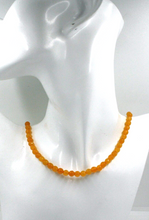 Load image into Gallery viewer, 18k yellow gold necklace 16&quot;, orange jade round faceted 6mm beads spheres balls
