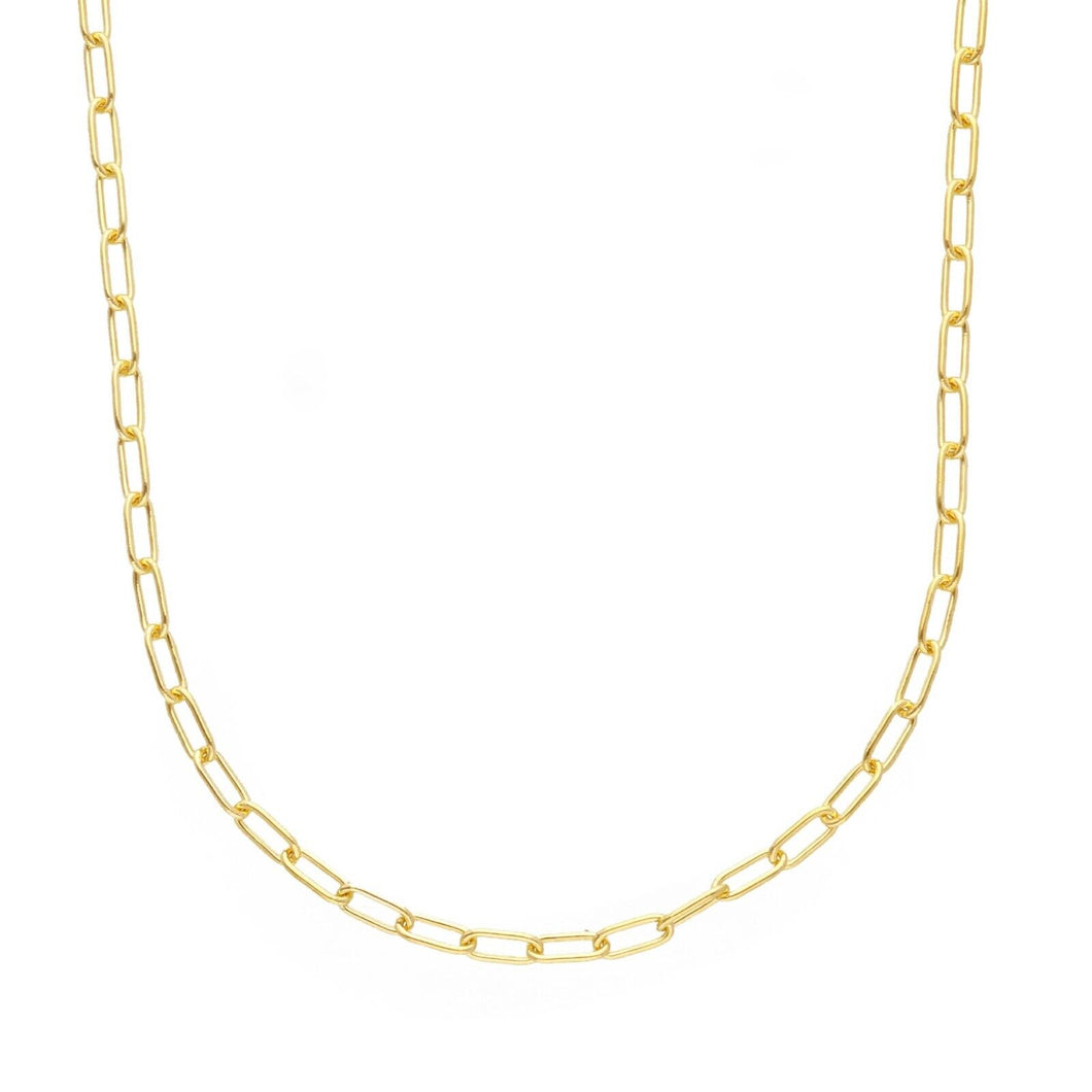 solid 18k yellow gold chain rounded tube oval paper clip 2x5mm link 18